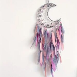 Acchiappasogni Bohemien con piume e cristalli